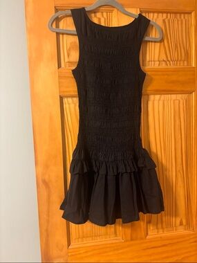 SHEIN Black Sleeveless Smocked Mini Dress with Ruffle Hem